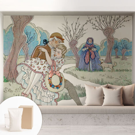 Carta Da Parati In Vlies Decorativa Per Pareti - Con Motivi Moderni - Con Colori Intensi - Per Ufficio Scena romantica 208x146 cm (1/5)