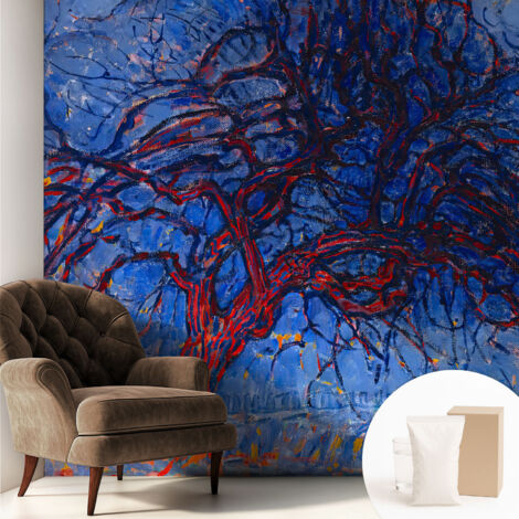 Carta Da Parati Non Tessuto - Con Colla Inclusa per Camera da Letto - Facile da Applica - Motivo decorativo Albero della Fiamma 250x250 cm (1/5)