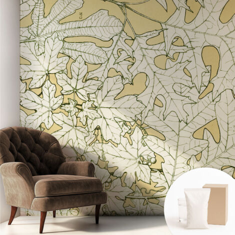 Carta Da Parati Non Tessuto - Con Colla Gratuita - Con Motivi Moderni - Design Elegante Per Pareti foglie degli alberi 250x250 cm (1/5)