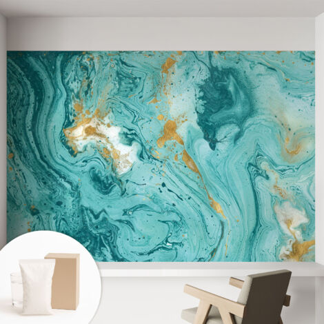 Carta Da Parati Facile Da Installare - Vlies Per Arredamento Interno - Per Pareti - Stile Moderno - Con Colla Gratuita Onde del mare 152x104 cm
