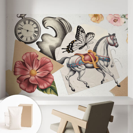 Carta Da Parati - Murale Alla Moda Decorazione - Camera Da Letto - Con Colla Gratuita Fiori vintage 104x70 cm (1/5)