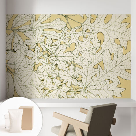 Carta Da Parati con design moderno - con motivi moderni - Fotomurali in TNT Soggiorno Camera De Letto Sala Ufficio foglie degli alberi 104x70 cm (1/5)