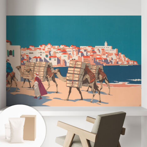 Carta Da Parati - Murale Alla Moda Decorazione - Camera Da Letto - Con Colla Gratuita Carovana di cammelli 104x70 cm (1/5)