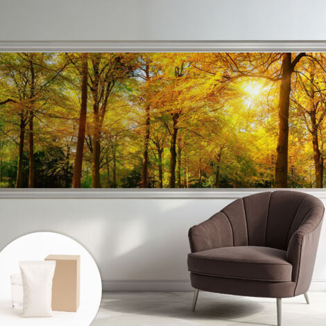 Carta Da Parati Facile Da Installare - Vlies Per Arredamento Interno - Per Pareti - Stile Moderno - Con Colla Gratuita Foglie dorate 250x104 cm (1/5)