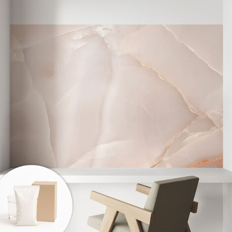 Carta Da Parati Non Tessuto - Con Colla Gratuita - Con Motivi Moderni - Design Elegante Per Pareti Marmo rosa 104x70 cm