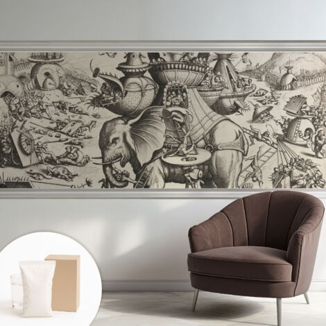 Carta Da Parati - Murale Alla Moda Decorazione - Camera Da Letto - Con Colla Gratuita Una battaglia grottesca 250x104 cm (1/5)