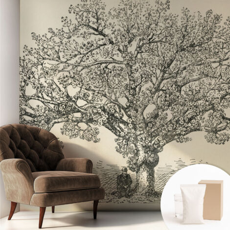Carta Da Parati - Murale Alla Moda Decorazione - Camera Da Letto - Con Colla Gratuita Illustrazione di un albero 250x250 cm (1/5)