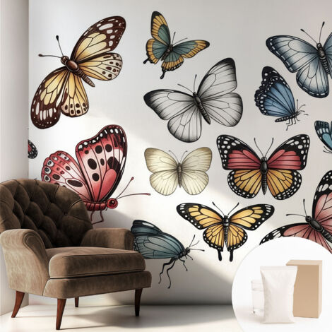 Carta Da Parati Non Tessuto - Con Colla Inclusa per Camera da Letto - Facile da Applica - Motivo decorativo Farfalle del Paradiso 250x250 cm (1/5)