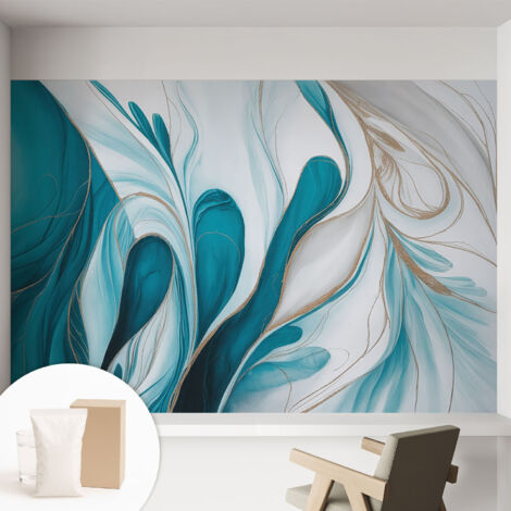 Carta Da Parati In Vlies Decorativa Per Pareti - Con Motivi Moderni - Con Colori Intensi - Per Ufficio Modelli di fluidi 152x104 cm