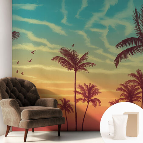 Carta Da Parati - Non Tessuto - Con Colla Inclusa - Per Interni - Ecologica - Con Ingresso - Soggiorno Paesaggio tropicale 250x250 cm (1/5)