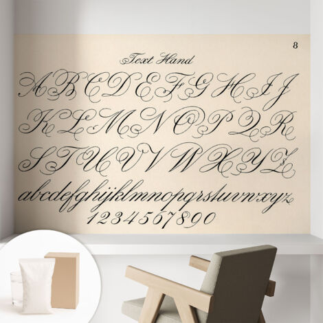 Carta Da Parati Non Tessuto - Di Alta Qualità Per Il Soggiorno La Cucina - Tendenze Moderne - Vlies Ecologico scrittura calligrafica 104x70 cm (1/5)