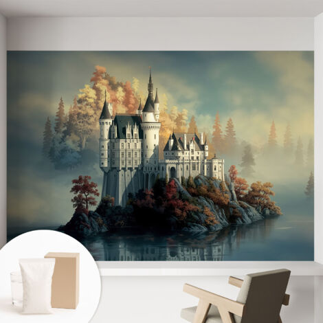 Carta Da Parati - Murale Alla Moda Decorazione - Camera Da Letto - Con Colla Gratuita Castello delle fiabe 152x104 cm (1/5)