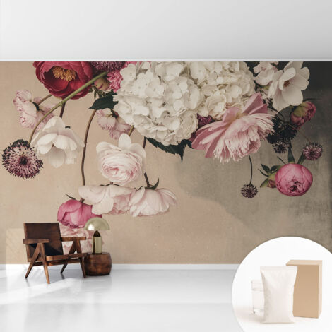 Tapete Vliestapete mit Kleber - Fototapete mit Motiv - Wandtapete modern - Wandgestaltung Romantische Blumen 416x254 cm (1/5)