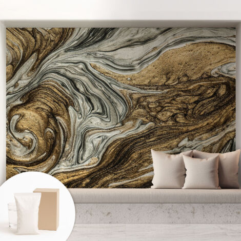 Carta Da Parati Con Design Moderno - Per Rinnovamento Rapido - Non-Woven - Per Interni Moderni Vortici astratti 208x146 cm (1/5)