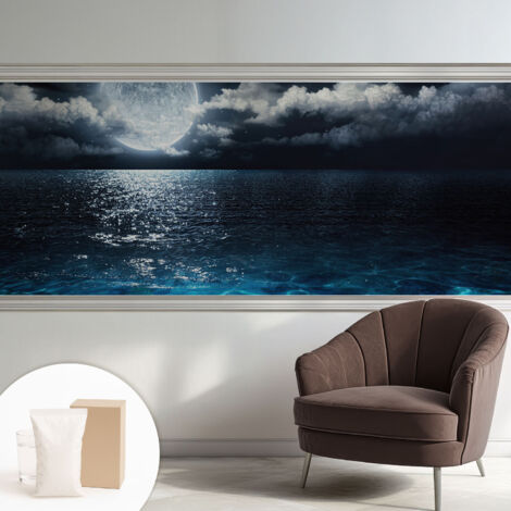 Carta Da Parati Non Tessuto - Con Colla Inclusa per Camera da Letto - Facile da Applica - Motivo decorativo Mare notturno 250x104 cm (1/5)