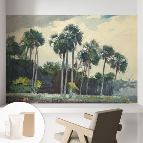 Carta Da Parati Facile Da Installare - Vlies Per Arredamento Interno - Per Pareti - Stile Moderno - Con Colla Gratuita palme esotiche 104x70 cm (1/5)