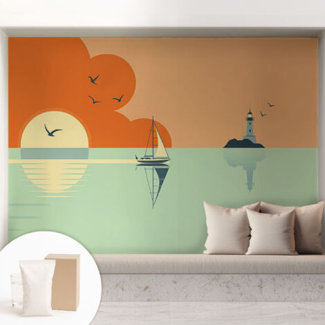 Carta Da Parati Non Tessuto - Con Colla Inclusa per Camera da Letto - Facile da Applica - Motivo decorativo Delizia marina 208x146 cm (1/5)