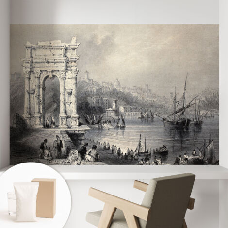 Carta Da Parati In Vlies Decorativa Per Pareti - Con Motivi Moderni - Con Colori Intensi - Per Ufficio Paesaggio marino 104x70 cm (1/5)