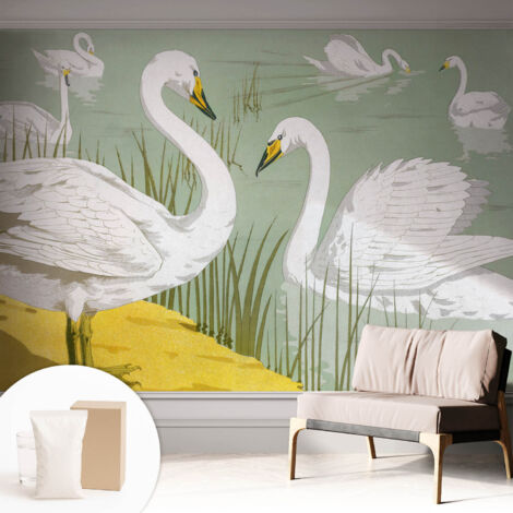 Carta Da Parati - Murale Alla Moda Decorazione - Camera Da Letto - Con Colla Gratuita Il lago dei cigni 312x219 cm (1/5)