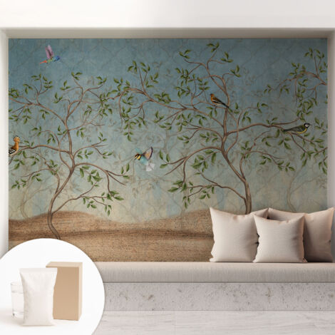 Carta Da Parati Con Design Moderno - Per Rinnovamento Rapido - Non-Woven - Per Interni Moderni Uccelli sugli alberi 208x146 cm (1/5)