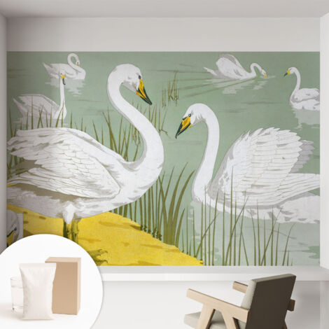 Carta Da Parati - Murale Alla Moda Decorazione - Camera Da Letto - Con Colla Gratuita Il lago dei cigni 152x104 cm (1/5)