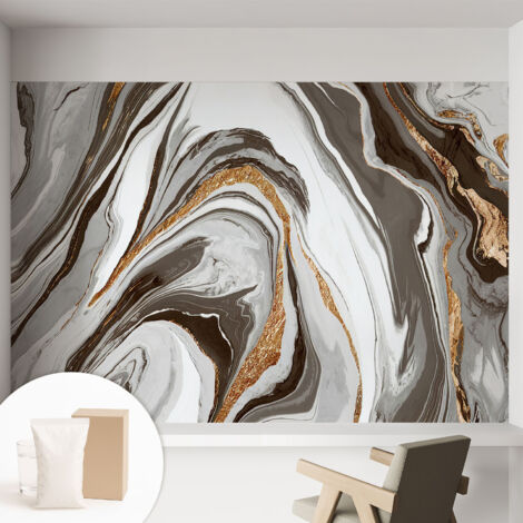 Carta Da Parati - Murale Alla Moda Decorazione - Camera Da Letto - Con Colla Gratuita Vortici di marmo 152x104 cm (1/5)
