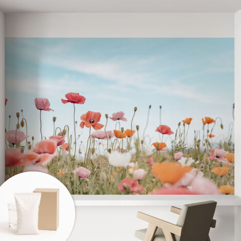 Carta Da Parati - Murale Alla Moda Decorazione - Camera Da Letto - Con Colla Gratuita fiori di papavero 152x104 cm (1/5)