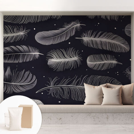 Carta Da Parati - Murale Alla Moda Decorazione - Camera Da Letto - Con Colla Gratuita Piume delicate 208x146 cm (1/5)