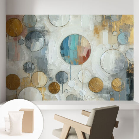 Carta Da Parati - Non Tessuto - Con Colla Inclusa - Per Interni - Ecologica - Con Ingresso - Soggiorno Cerchi geometrici 104x70 cm (1/5)