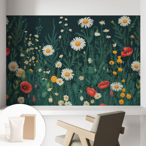 Carta Da Parati In Vlies Decorativa Per Pareti - Con Motivi Moderni - Con Colori Intensi - Per Ufficio Fiori selvatici 104x70 cm (1/5)