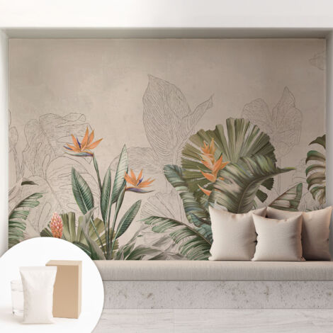 Carta Da Parati In Vlies Decorativa Per Pareti - Con Motivi Moderni - Con Colori Intensi - Per Ufficio Fiori tropicali 208x146 cm (1/5)
