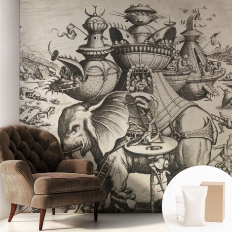 Carta Da Parati - Murale Alla Moda Decorazione - Camera Da Letto - Con Colla Gratuita Una battaglia grottesca 250x250 cm