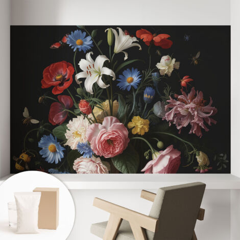 Carta Da Parati - Murale Alla Moda Decorazione - Camera Da Letto - Con Colla Gratuita Fiori con insetti 104x70 cm (1/5)