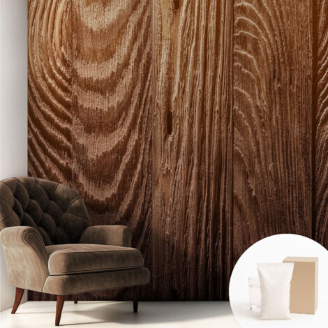 Carta Da Parati Non Tessuto - Decorazione Da Muro - Traspirante - Con Motivo - Per Camera Da Letto Cucina Anelli di legno 250x250 cm (1/5)