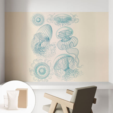 Carta Da Parati Facile Da Installare - Vlies Per Arredamento Interno - Per Pareti - Stile Moderno - Con Colla Gratuita Medusa marina 104x70 cm (1/5)