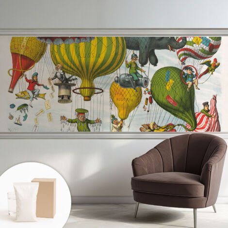 Carta Da Parati In Vlies Decorativa Per Pareti - Con Motivi Moderni - Con Colori Intensi - Per Ufficio Viaggio in mongolfiera 250x104 cm (1/5)
