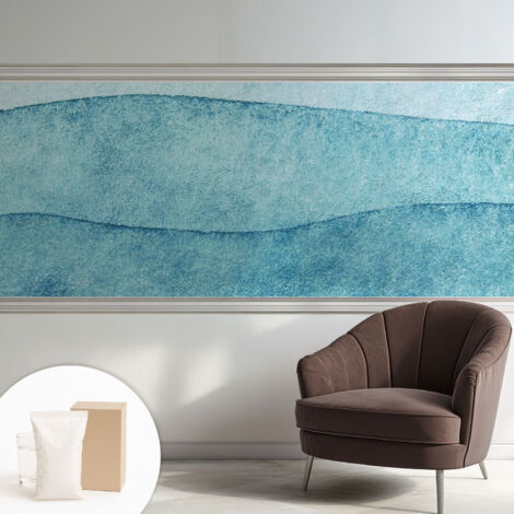 Carta Da Parati Non Tessuto - Con Colla Inclusa per Camera da Letto - Facile da Applica - Motivo decorativo Onde blu 250x104 cm (1/5)
