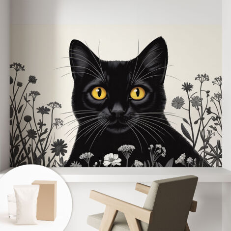 Carta Da Parati Non Tessuto - Di Alta Qualità Per Il Soggiorno La Cucina - Tendenze Moderne - Vlies Ecologico Fiori per gatti 104x70 cm (1/5)