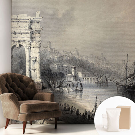 Carta Da Parati Non Tessuto - Con Colla Inclusa per Camera da Letto - Facile da Applica - Motivo decorativo Paesaggio marino 250x250 cm (1/5)