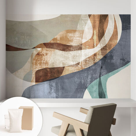 Carta Da Parati In Vlies Decorativa Per Pareti - Con Motivi Moderni - Con Colori Intensi - Per Ufficio Composizione astratta 104x70 cm (1/5)
