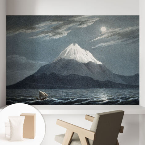 Carta Da Parati Non Tessuto - Con Colla Inclusa per Camera da Letto - Facile da Applica - Motivo decorativo notte illuminata dalla luna 104x70 cm (1/5)