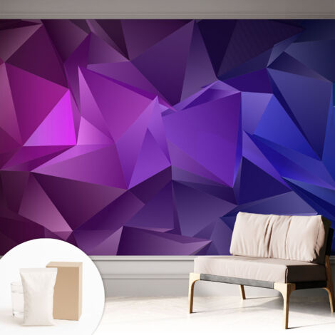 Carta Da Parati In Vlies - Fotomurale - Decorazione Paretie - Per Camera Da Letto - Per Soggiorno - Con Colla Gratuita Triangoli viola 312x219 cm (1/5)