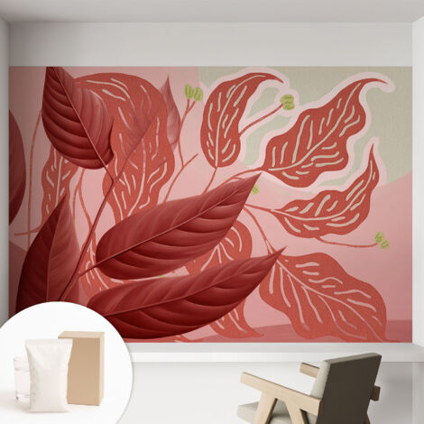 Carta Da Parati - Murale Alla Moda Decorazione - Camera Da Letto - Con Colla Gratuita Foglie biologiche 152x104 cm (1/5)