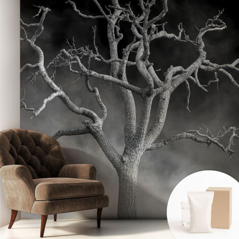 Carta Da Parati Non Tessuto - Con Colla Inclusa per Camera da Letto - Facile da Applica - Motivo decorativo Albero nebbioso 250x250 cm (1/5)