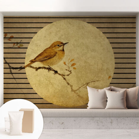 Carta Da Parati Non Tessuto - Con Colla Inclusa per Camera da Letto - Facile da Applica - Motivo decorativo Uccello dell'armonia 208x146 cm (1/5)