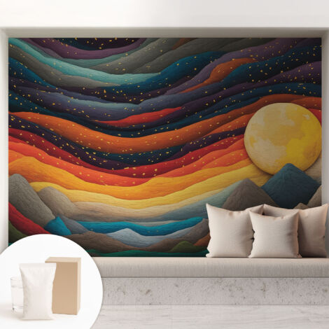 Carta Da Parati - Mural - Con Sala Da Pranzo - Camera Da Letto - Cameretta - Con Colla Gratuita Montagne colorate 208x146 cm (1/5)