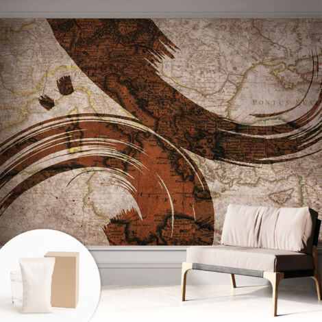 Carta Da Parati Facile Da Installare - Vlies Per Arredamento Interno - Per Pareti - Stile Moderno - Con Colla Gratuita Mappa artistica 312x219 cm (1/5)