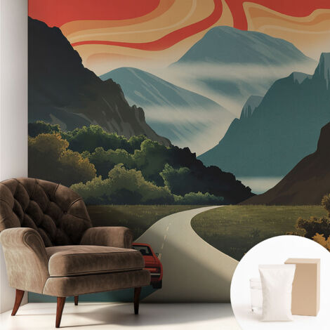 Carta Da Parati In Vlies Decorativa Per Pareti - Con Motivi Moderni - Con Colori Intensi - Per Ufficio Avventura in montagna 250x250 cm (1/5)