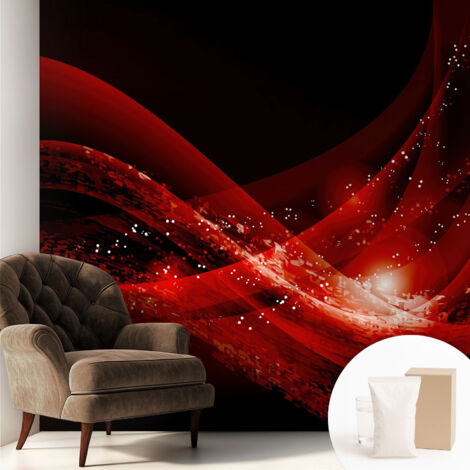 Carta Da Parati Non Tessuto - Con Colla Inclusa per Camera da Letto - Facile da Applica - Motivo decorativo Vortice Rosso 250x250 cm (1/5)