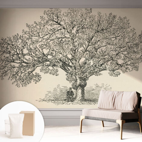Carta Da Parati - Murale Alla Moda Decorazione - Camera Da Letto - Con Colla Gratuita Illustrazione di un albero 312x219 cm (1/5)